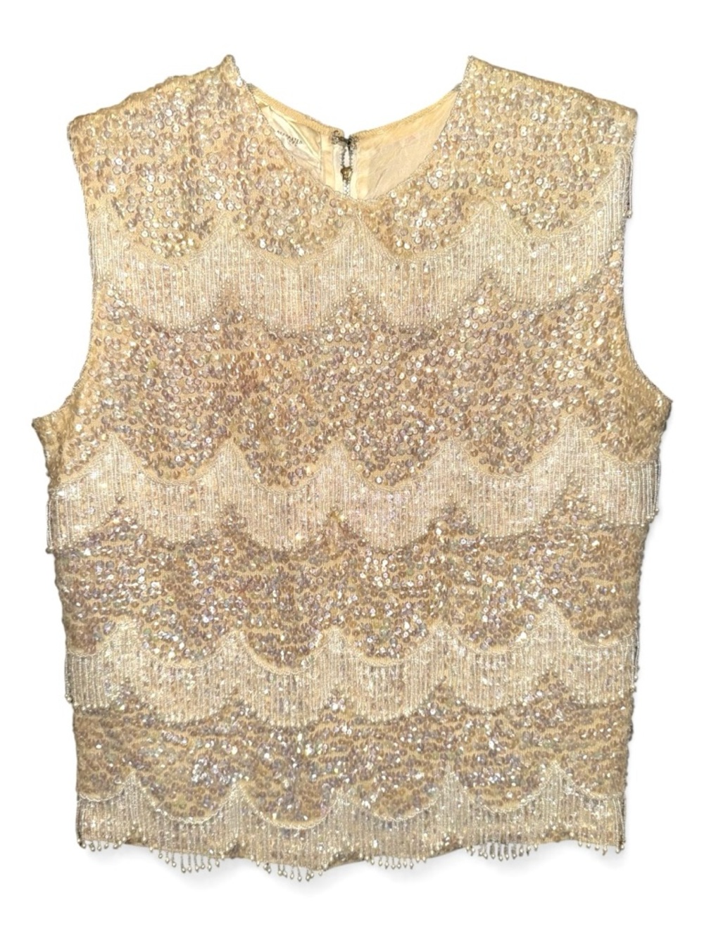 Vintage Gold Beaded Sleeveless Top